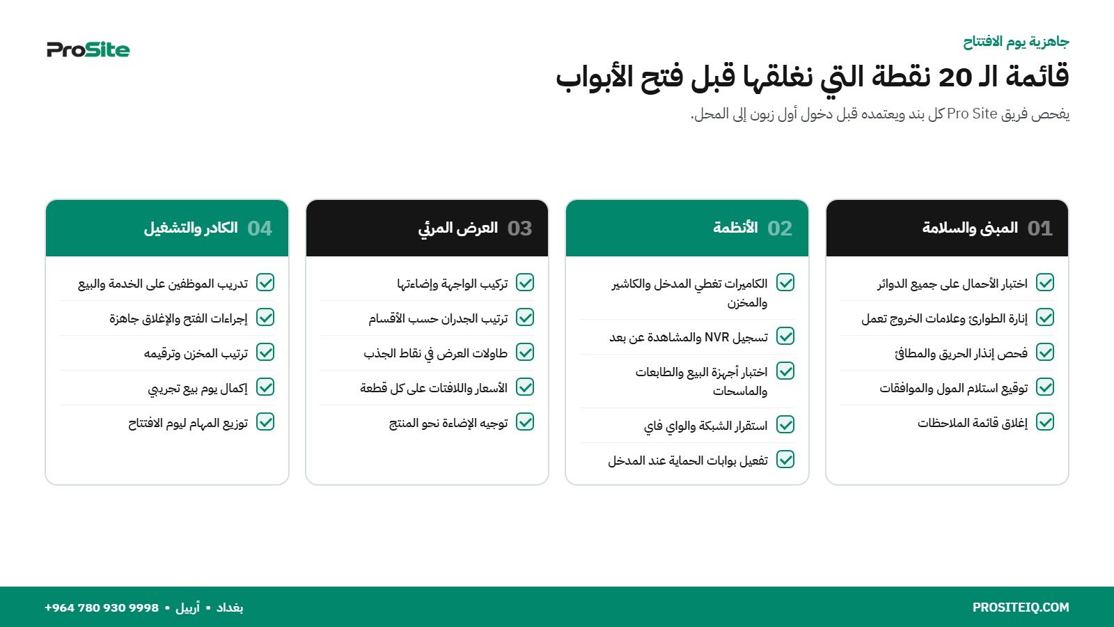 قائمة جاهزية يوم الافتتاح