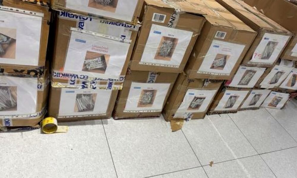 Labeled cartons ready for tracked transport