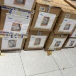 Labeled cartons ready for tracked transport