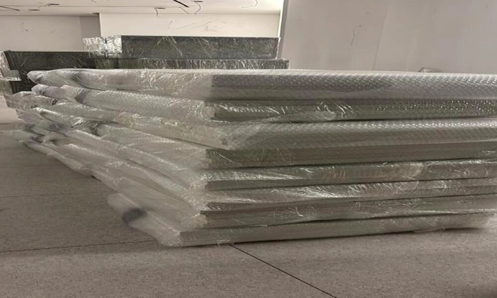 Wrapped store panels ready for relocation