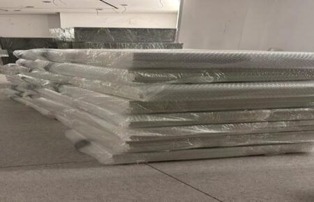 Wrapped store panels ready for relocation